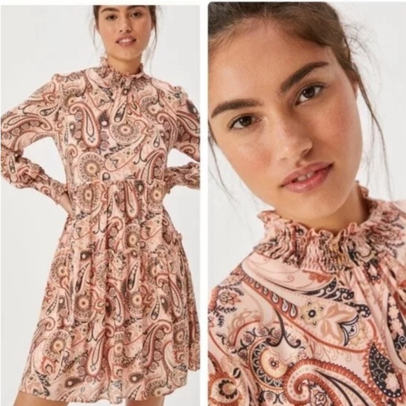 Anthropologie Blush Paisley Long Sleeve Dress - Picture 3 of 10